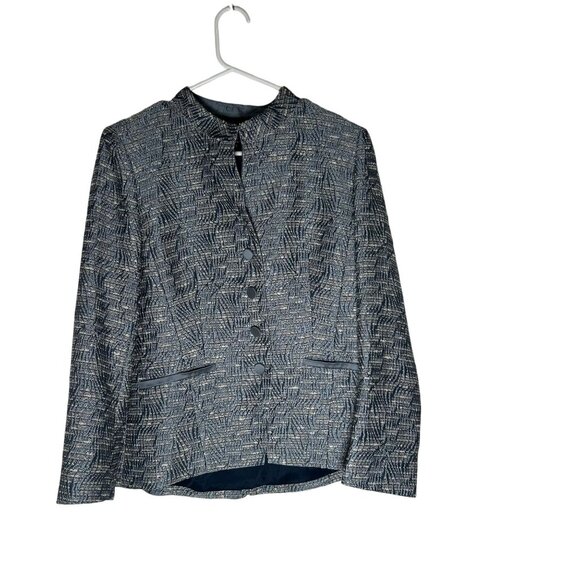Lafayette 148 Women's Blue Tweed Blazer Jacket Size 6 - Picture 1 of 5
